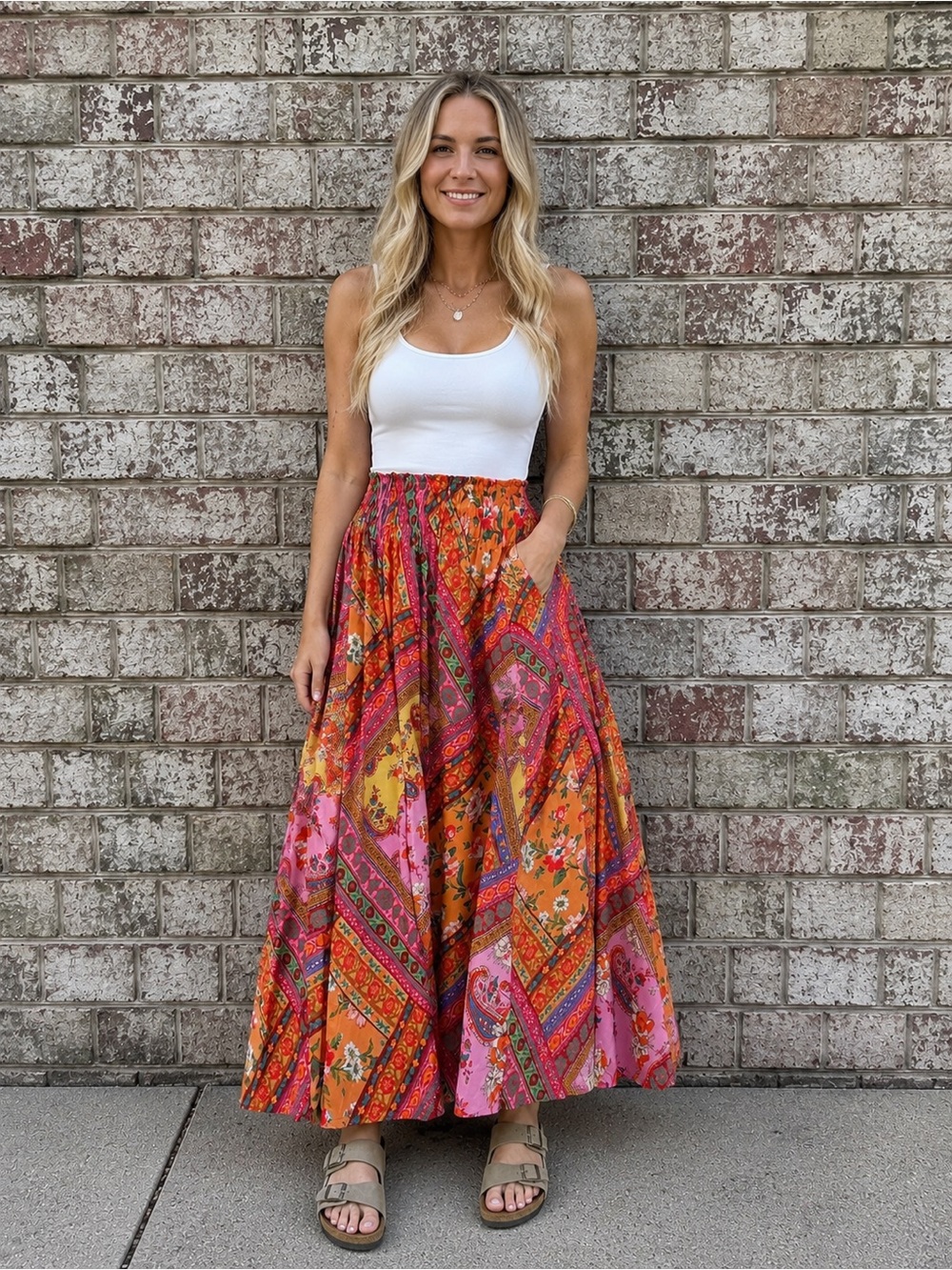 NWT Calypso St. Barth Patchwork Floral Boho Maxi Skirt Small